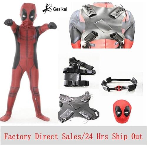 Hot Halloween Cosplay Full Bodysuit Male Deadpool Costume Adults Digital Print Lycra Costume Kids Deadpool Cosplay