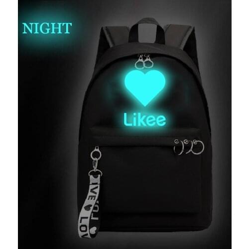 Likee Luminous backpack kids Boys Girls School Mochila Children BookBag Black Pink backpack teens Travel Bag Likee backpack
