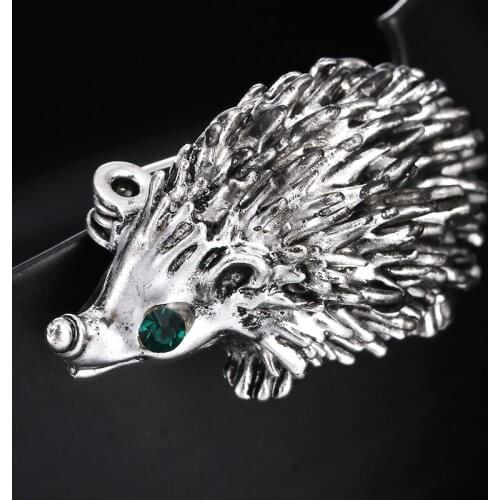 Cute Silver Color Hedgehog Brooches Kawaii Alloy Hedgehog Animal Suits Sweater Dress Hat Brooch Pins Scarf Buckle