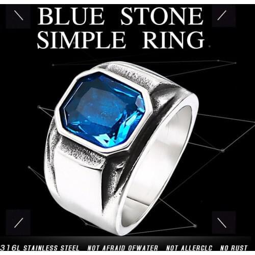 BEIER 2018 Vintage Engagement Imitation Square green/blue Stone Fingel Ring For Women/Men Stainless steel Love Jewelry BR8-586