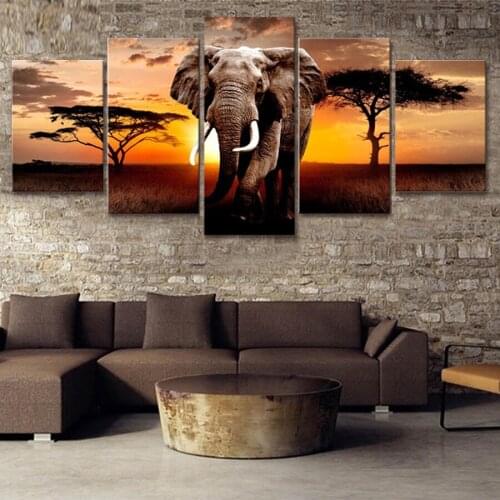 5 pcs Africa Elephants Animals 5D DIY Diamond Painting Full Drill Multi-pictures Combination 3D Embroidery Mosaic WW088
