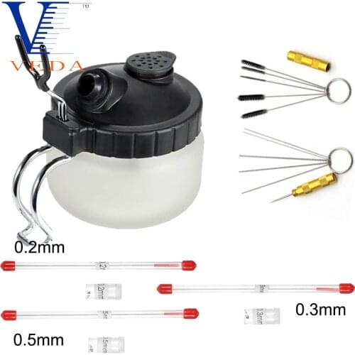 Airbrush Cleaning Pot Kit Glass Airbrush Cleaner Tools Clean Paint Jar Bottle Wash Tools 0.2/0.3/0.5mm Needle Nozzle Brush Set