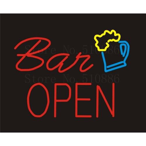 NEON Sign Board For Doom Beer Bar Open Wine Real GLASS Tube PUB Restaurant Signboard Display Store Light Custom Signs 17*14"