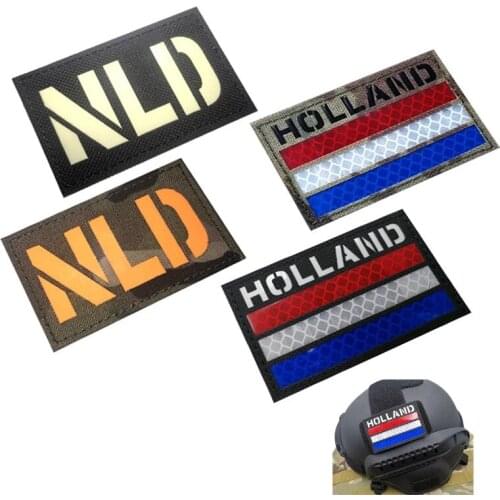 NLD The Netherlands Infrared Reflective Velcros IR Patches Holland Emblem Dutch Tactical Armband Hook Loop Patch appliques