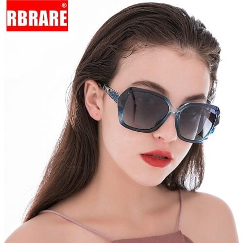 RBRARE Classic Luxurious Polarized Sunglasses Woman Gradual Eyeglasses Lady Vintage Sun Glasses Diamond Alloy Oculos Feminino
