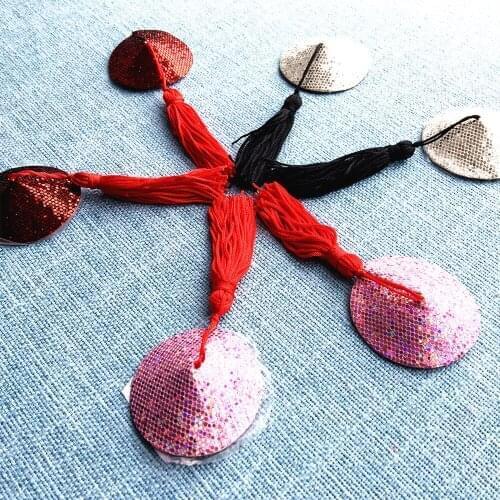 Disposable Adhesive Pasties Stick on Nipples Sexy Women Nipple Cover Sequins Tassel Round Breast Bra Stickers Nipple Covers
