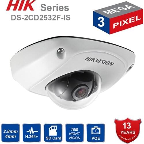 Original DS-2CD2532F-IWS wireless ip camera HD 3mp outdoor mini dome wifi camera SUPPORT POE SD card audio DS-2CD2532F-IS