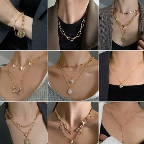 Necklace female metal Korean version of simple clavicle chain 2021 new female pendant design accessories