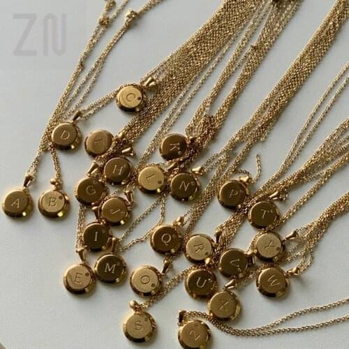 ZN 2021 Fashion Simple Jewelry Creative Gifts Europe and America Style Round Initial A-Z 26 Letters Pendant Necklaces for Women