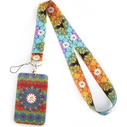 PF144 Dongmanli Yoga Mandala Car Keychain Lanyard for keys ID Card Gym Mobile Phone Straps badge holder DIY Hang Rope Lariat