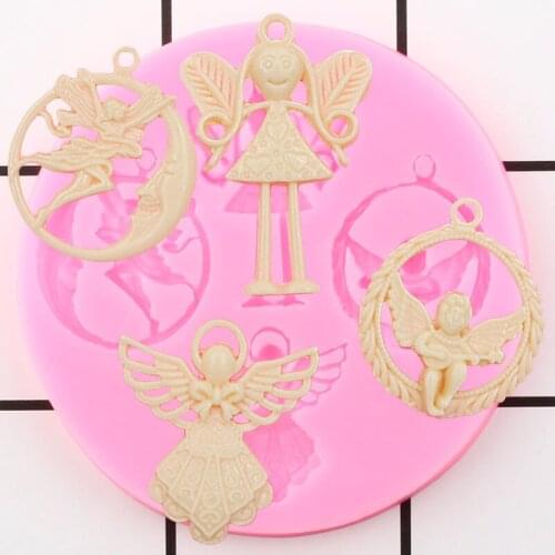 Angel Cake Border Fondant Mold Wedding Cupcake Topper Silicone Mould Cake Decorating Tools DIY Candy Polymer Clay Chocolate Mold