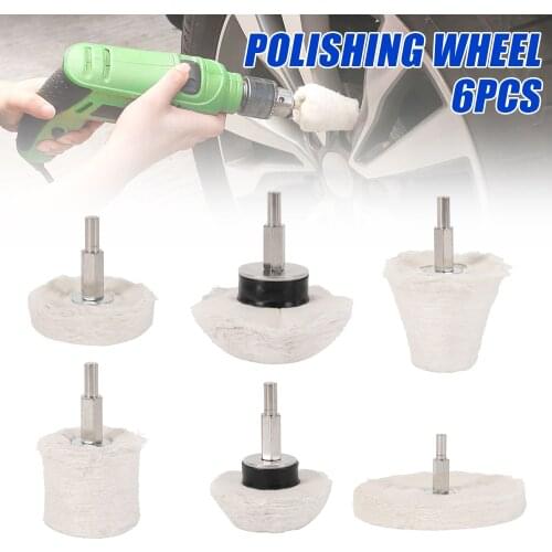 6 Pcs Buffing Pad Polishing Wheel Kits with 3Pcs Rouge Compound with 1/4 inch Handle, for Manifold, Aluminum, Stainless Steel