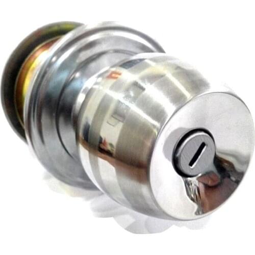 Round Door Handle Door Knobs Lock Stainless Steel Entrance Passage Door Lock with Key for Bedroom Living Room Bathroom