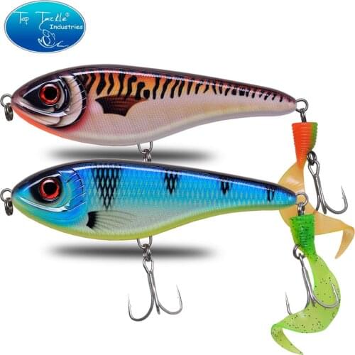 Jerk bait with soft tail fishing lure for pike 150mm 85g CFLURE Muskie Pike Big VIB Fishing Lure Hard Jerk bait 24 Colors