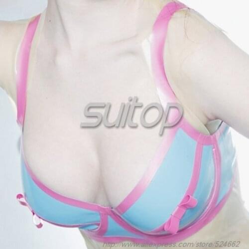 Latex sexy bra sky blue and pink (bras only)