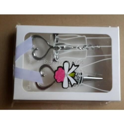 Red Wine Bottle opener & Heart Shaped Corkscrew Stopper Sets Wedding Favors Gift Fedex Free shipping ,300set/lot