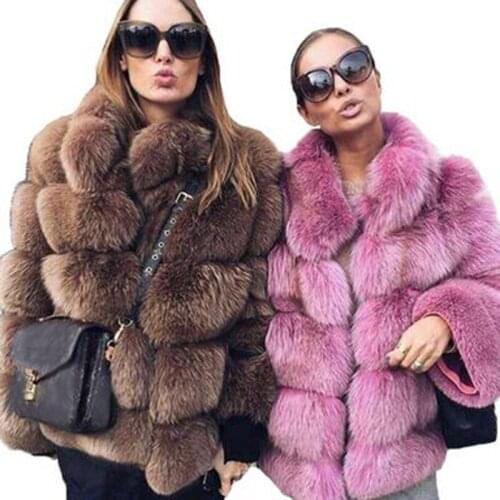The latest thick warm winter fur coat womens faux fox leather jacket fashion autumn coat casual girls plus size fur coat 2021