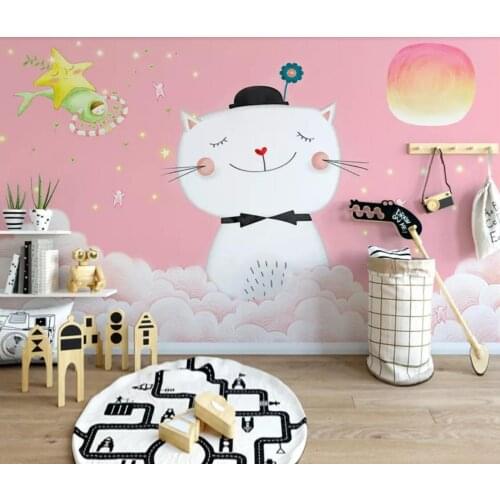 Nordic Custom Photo Wall Paper Roll 3D Cat Textured Wallpaper Kids Bedroom TV Background Art Wall Mural