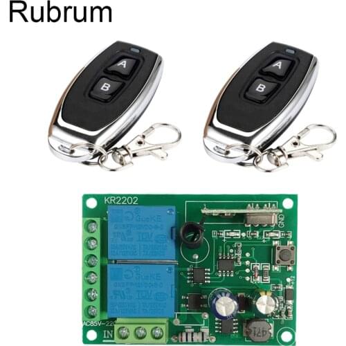 Rubrum 433Mhz Universal Wireless Remote Control Switch AC 220V 110V 2CH Relay Receiver Module + RF 433 Mhz Led Light Transmitter