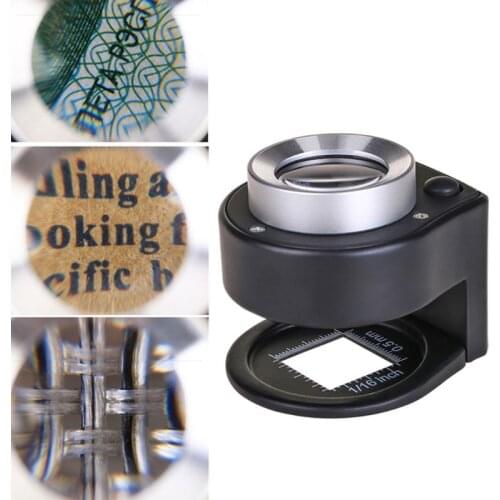 30X Optical Glass Lens Magnifier 6 LED Metal Folding Loupe Magnifying Glass Thread Counter Magnifier Cloth Microscope Loupe