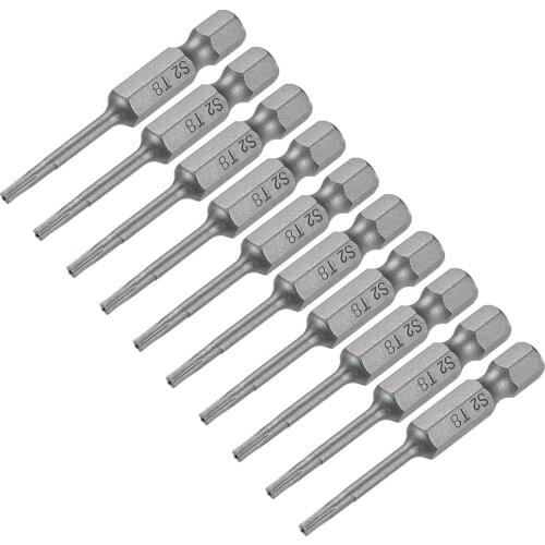 Uxcell 50mm Long 1/4inch Hex Shank T8 Torx Security Star Screwdriver Bits S2 High Alloy Steel 10pcs