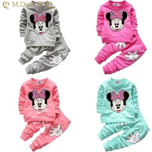 Spring Autumn Baby Girls Minnie Sets Clothing Infant Toddler T-shirt+ Pants 2pcs/set Full Sleeve Suits Kids Tracksuit Clothes