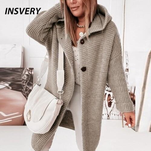 Mid-Length All-Match Cardigan Women Fashion Loose Long Sleeve Sweaters Coat Women Autumn Winter Loose Hooded Sweater Jacket