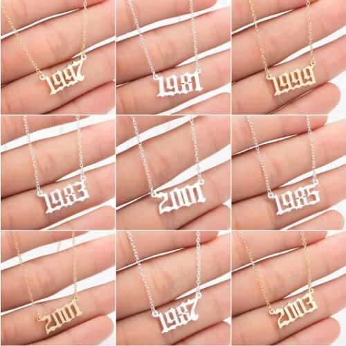 SMJEL Personalize Year Number Necklaces for Women Custom Year 1983 1995 1996 1997 2019 Birthday Gift Family Numbers Collier
