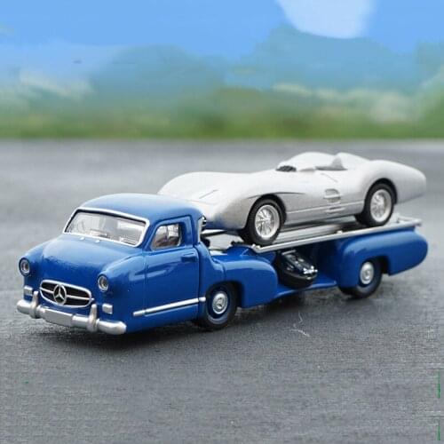 1/64 metal alloy die-casting benz blue miracle transporter silver arrow trailer car model adult collection childrens toy gift