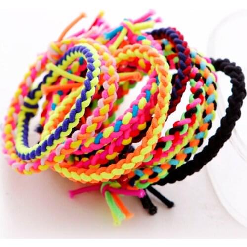 10Pcs/Lot Colored High Elastic Rubber Band Hair Accessories Girls Weaving Hair Ring Fashion Ponytail Holder Hair Rope Headdress