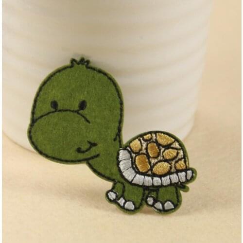 2pcs/5pcs Cute Little Turtle Tortoise Patch Embroidered Sea Land Reptile Animal Child Gift Iron Sewing Diy Decor Badge Stitch