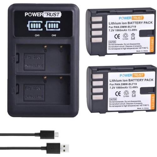 2x 1860mAh DMW-BLF19E DMW-BLF19 BLF19 BLF19E DMW-BLF19PP Camera Battery + LED Dual USB Charger for Panasonic Lumix GH3 GH4 GH5