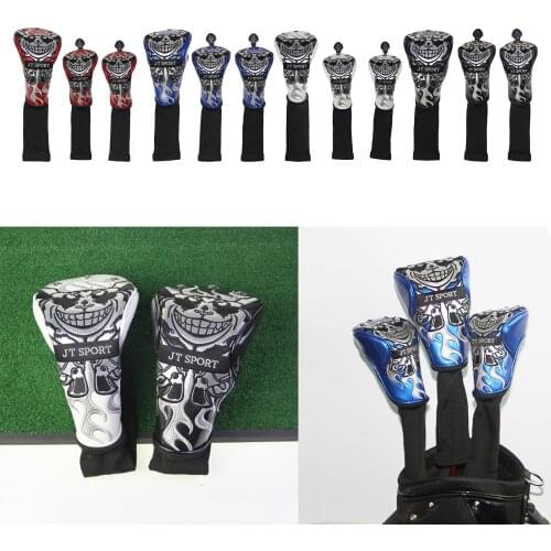 3pcs/set Golf club head cover set skull head cover fairway wood driver cover pu leather cover for drivers fairway woods