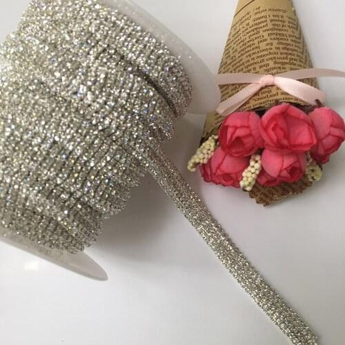 5Yards Bridal Beaded Silver Golden Rhinestone Trim Appliques Banding For Wedding Dress Sash Belt