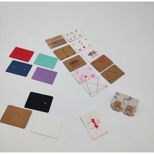 500Pcs Kraft Paper Ear Studs Jewelry Display Card Ear Ring Paper Hang Price Tags Earring Kraft Paper Tag 3.5*2.5cm