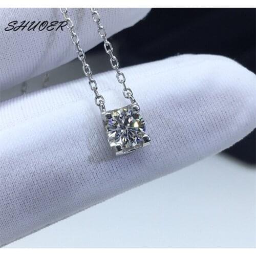 Classic D Color Moissanite Cow Head Pendant Necklace 925 Sterling Silver Brilliant Cut 1 Carat Moissanite Chain Women Jewelry