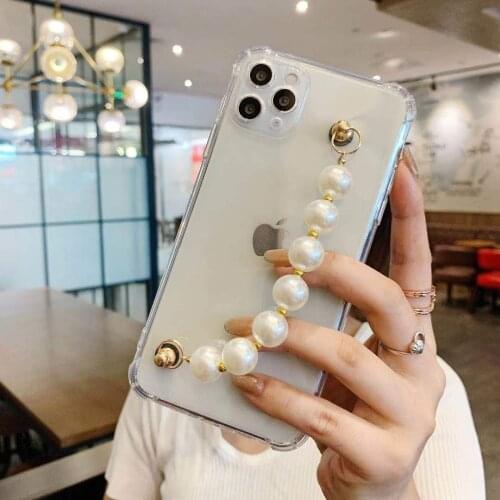 Pearl Chain Phone case for Huawei P50 P30 P40 Pro Lite 5G E Transparent Case for Huawei P Smart 2021 Y5 Y6 Y7 Y8 p Y9 a s 2019