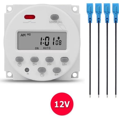 DC 12V/24V Digital LCD Timer Switch 7 Days Weekly Programmable Time Relay Programmer
