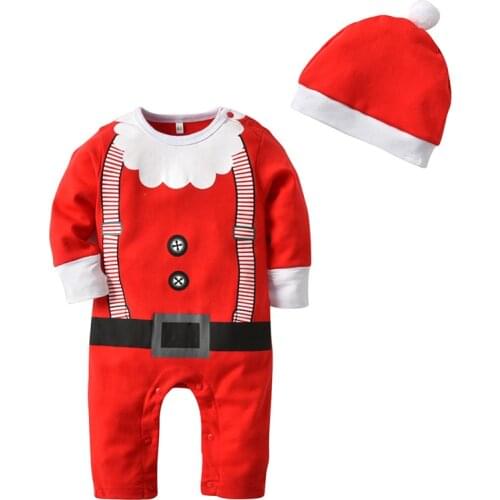 Baby Christmas Rompers Outwear Infant New Year Long Sleeve Jumpsuit Boys Girls Lovely Santa Claus Climbing Clothes NBB0057