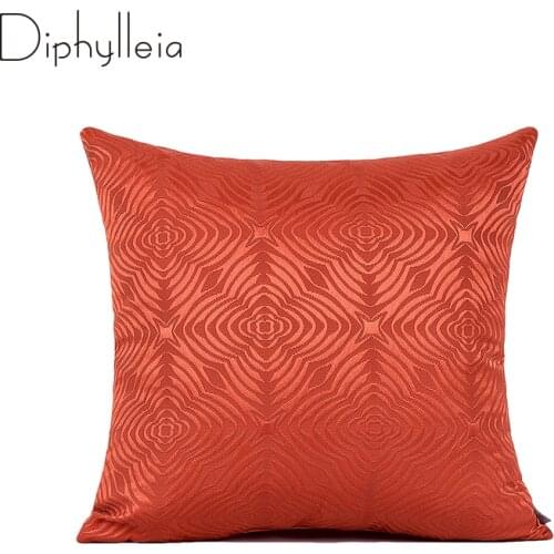 Diphylleia Square Cushion Cover H Orange Rose Geometric Jacquard Modern Living Room Sofa Bedroom Pillow Case New Art Deco Style