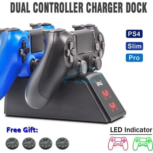 PS4&Slim&Pro Dual Controller Charging Dock Station LED Light Indicator Charger Stand for Sony Playstation4 Game