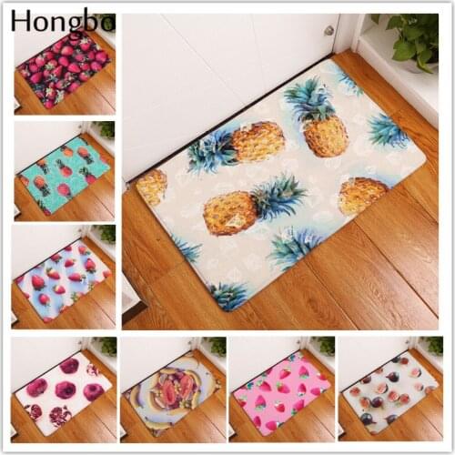 Hongbo Floor Mat Pineapple Fruit Printed Doormat Outdoor Kitchen Mat Home Decoration Bathroom Carpet Bath Mat Toilet Rug 50x80cm