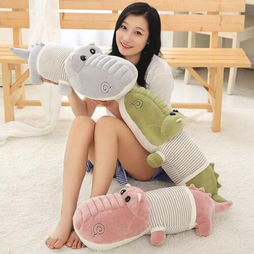 65/75/95cm Cute Simulation Crocodile Plush Toys Stuffed Soft Animals Plush Cushion Pillow Doll Home Decoration Gift for Children