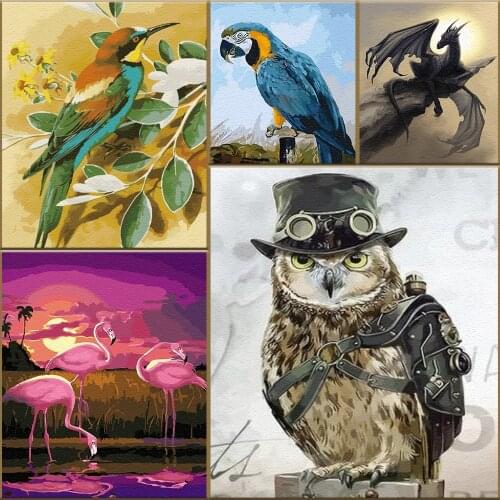 Painting By Number Varied Bird Drawing On Canvas Hand Painted Gift 40x50cm DIY Pictures By Numbers Animal Painting Kits Wall Art