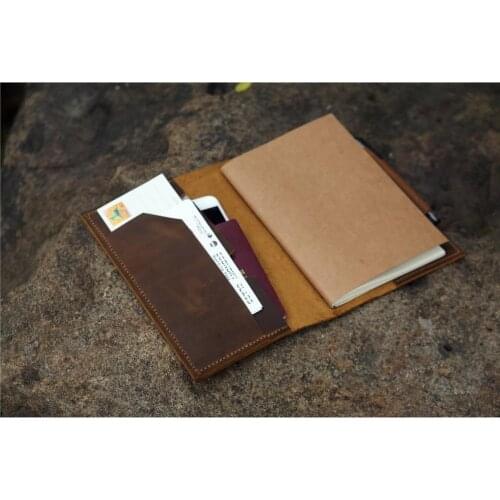 A5 Leather Journal Cover Organizer / A5 Leather Travelers Notebook / Midori style A5 refillable travel notebook wallet