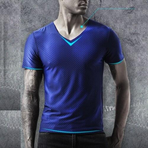 Summer thin mens short sleeve T-shirt ice silk breathable slimming casual sports trackless shirt T-shirt