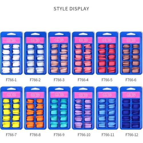 100 Pcs False Nail Tips Matte Full Cover Long Ballet Fake Nails With Glue Nail Art Manicure French Manicure Tools