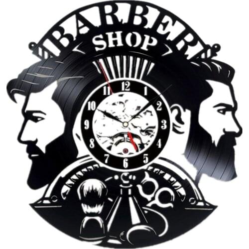 Barber Shop Wall Clock Modern Barbershop Decoration Vinyl Record Wall Clock Hanging Hairdresser Wall Watch for Barber