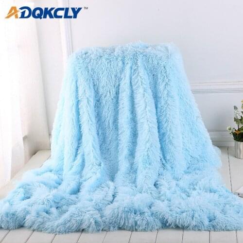 ADQKCLY Hot Selling Super Soft Long Shaggy Blanket Fuzzy Fur Faux Autumn&Winter Warm Bedspead Sofa throw Blanket 130*160/160*200