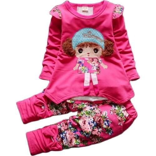 Autumn Girls Clothing Sets 2019 New Baby Girls Clothes Spring Children Clothing Cartoon Print Sweatshirts+Pants Suit1-4Y
